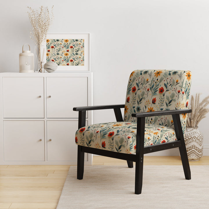 Green And Yellow Retro Bouquet Revival - Bohemian Accent Slipper Chair