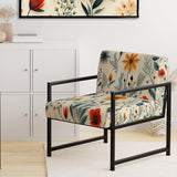 Green And Yellow Retro Bouquet Revival - Bohemian Accent Slipper Chair
