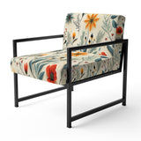 Green And Yellow Retro Bouquet Revival - Bohemian Accent Slipper Chair