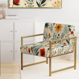 Green And Yellow Retro Bouquet Revival - Bohemian Accent Slipper Chair