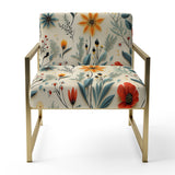 Green And Yellow Retro Bouquet Revival - Bohemian Accent Slipper Chair