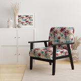 Bohemian Pink And Blue Plaid Flower Pattern - Upholstered Vintage Accent Chairs