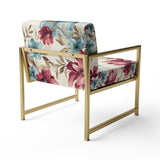 Bohemian Pink And Blue Plaid Flower Pattern - Upholstered Vintage Accent Chairs