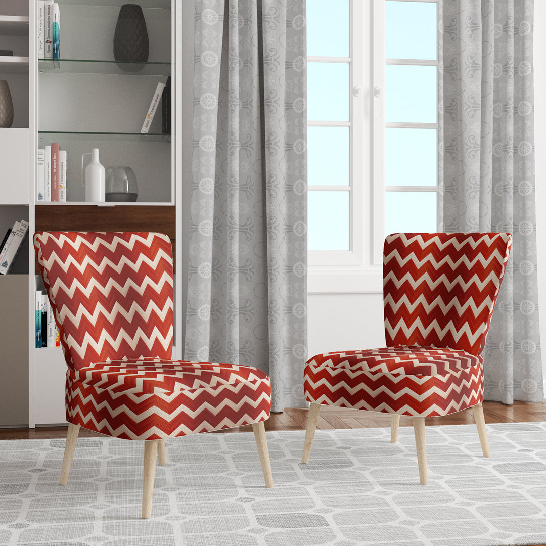 Fiery Red Chevron Passion - Glam Accent Slipper Chair