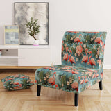 Flamingo Botanical Bliss Tropical Animal Pattern- Upholstered Accent Chair