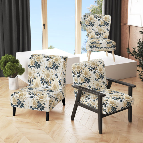 Harmony Of White And Blue Poppies - Cottage Accent Side Chair
