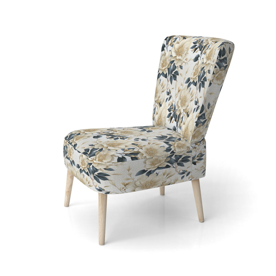 Harmony Of White And Blue Poppies - Cottage Accent Side Chair
