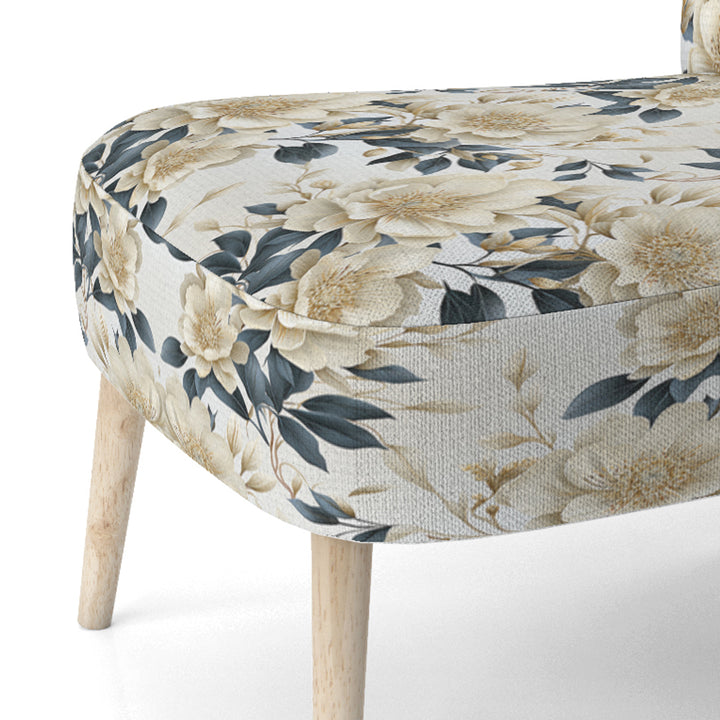 Harmony Of White And Blue Poppies - Cottage Accent Side Chair