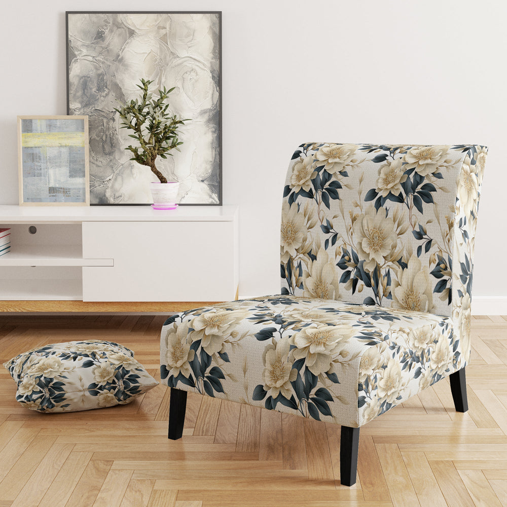 Harmony Of White And Blue Poppies - Cottage Accent Side Chair