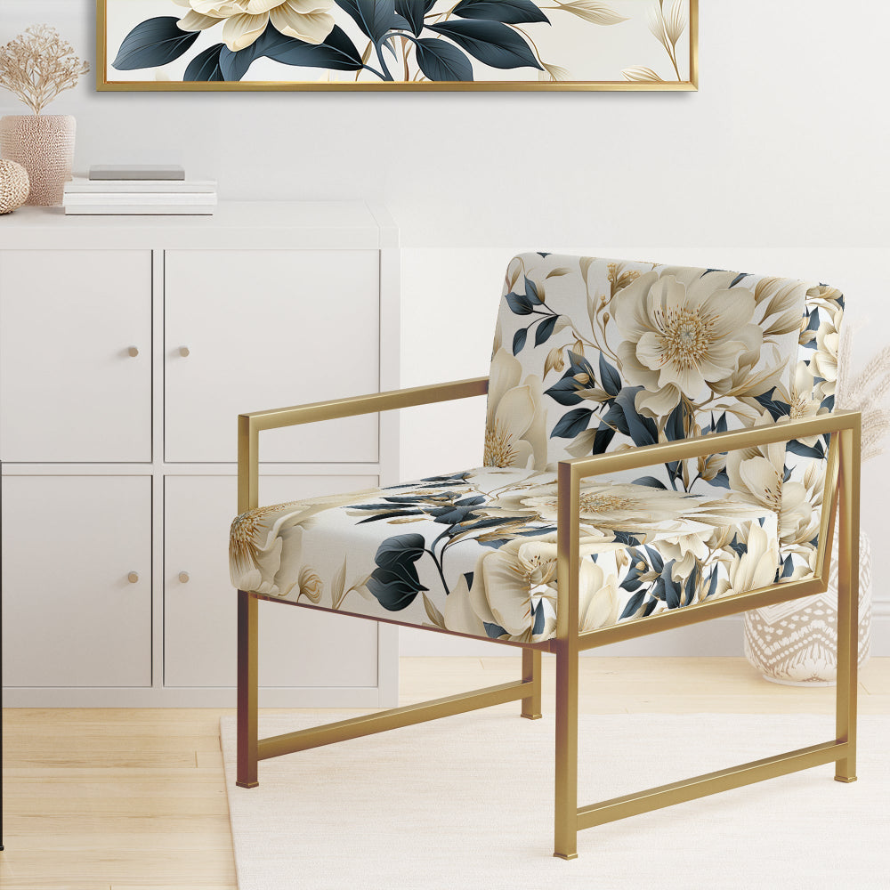Harmony Of White And Blue Poppies - Cottage Accent Side Chair