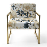 Harmony Of White And Blue Poppies - Cottage Accent Side Chair