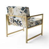 Harmony Of White And Blue Poppies - Cottage Accent Side Chair