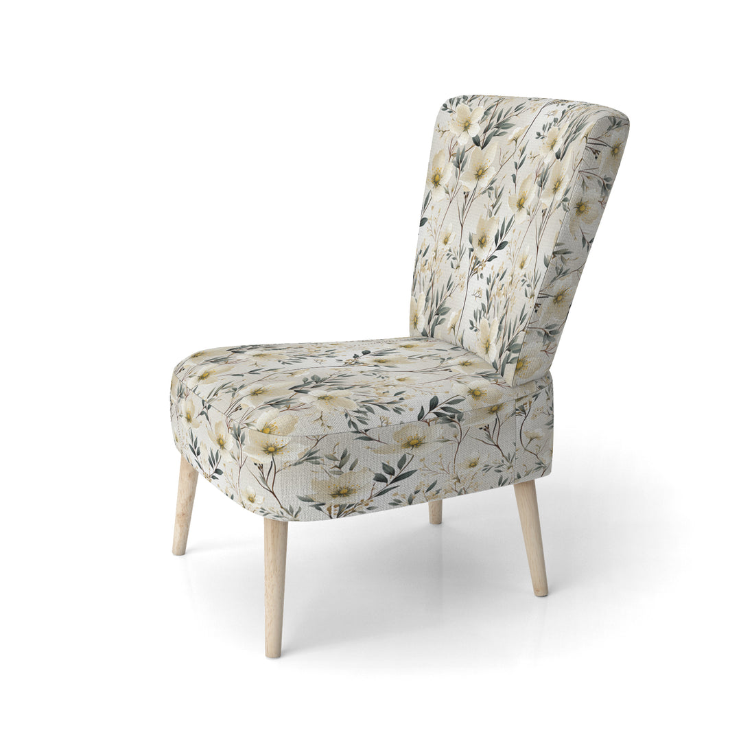 Harmony Of White And Blue Daffodil - Cottage Accent Slipper Chair