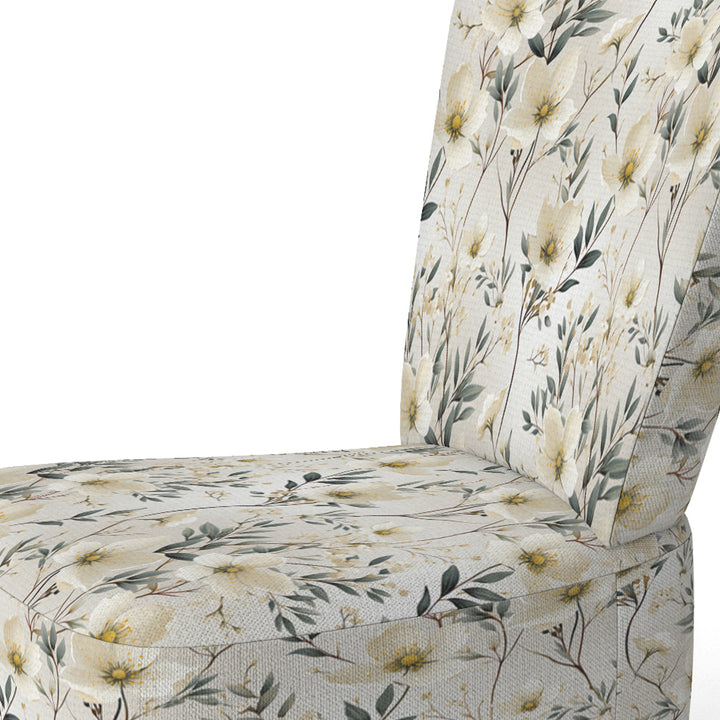 Harmony Of White And Blue Daffodil - Cottage Accent Slipper Chair