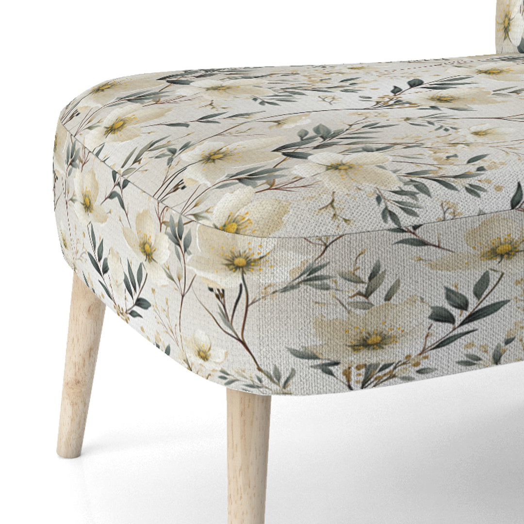 Harmony Of White And Blue Daffodil - Cottage Accent Slipper Chair