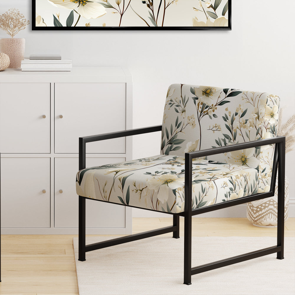Harmony Of White And Blue Daffodil - Cottage Accent Slipper Chair