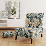 Sandy Beige And Blue Hydrangea Tranquility - Cottage Arm Chair