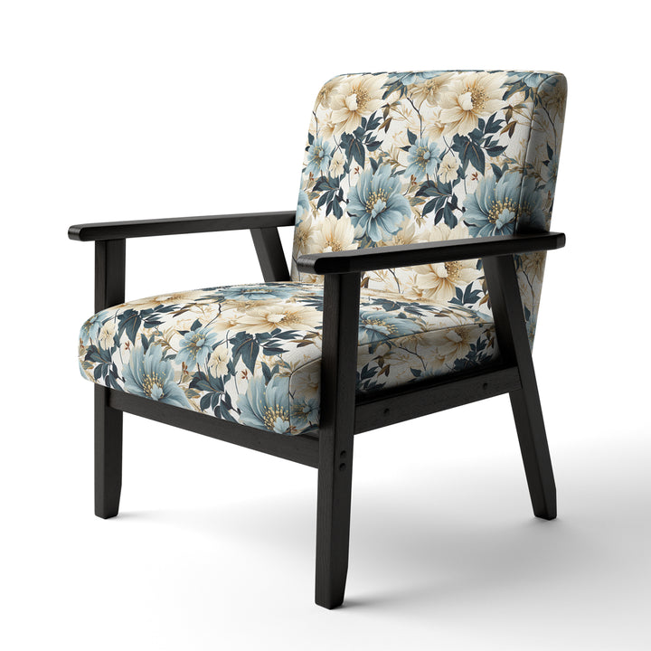 Sandy Beige And Blue Hydrangea Tranquility - Cottage Arm Chair