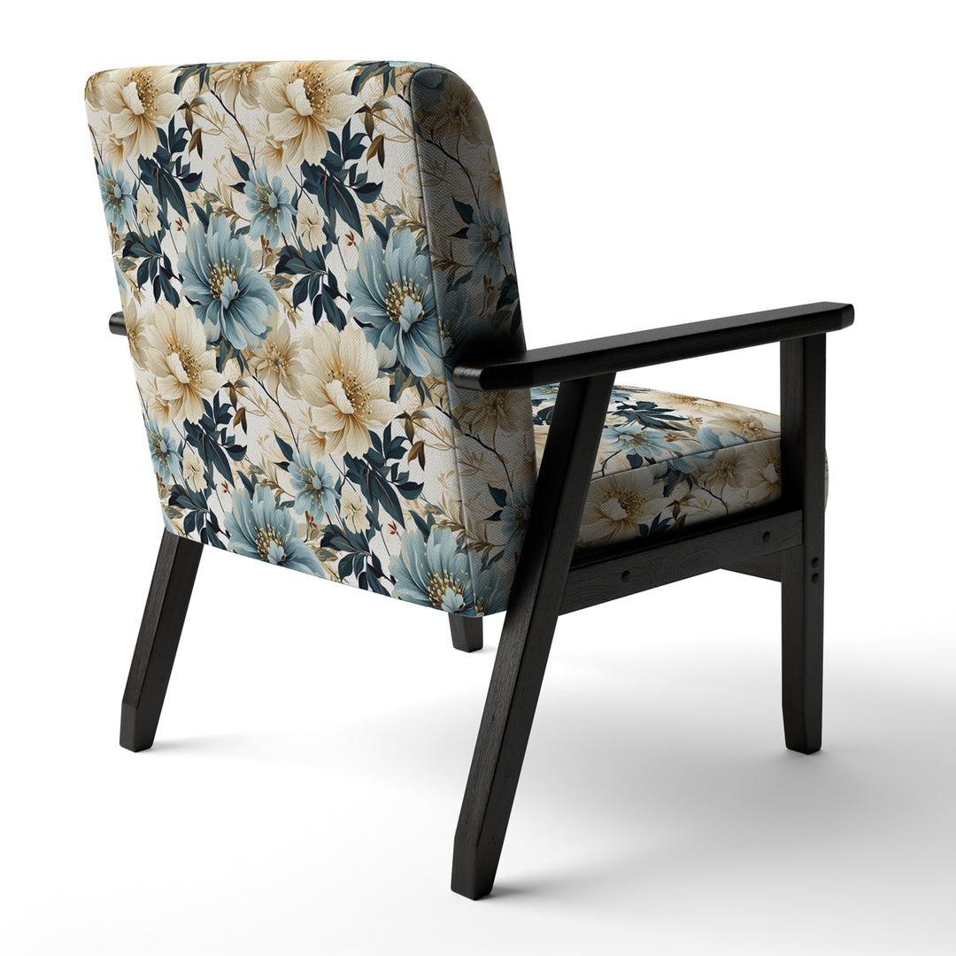 Sandy Beige And Blue Hydrangea Tranquility - Cottage Arm Chair