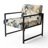 Sandy Beige And Blue Hydrangea Tranquility - Cottage Arm Chair