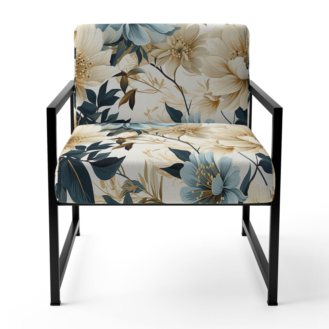 Sandy Beige And Blue Hydrangea Tranquility - Cottage Arm Chair