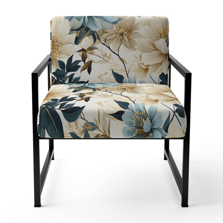 Sandy Beige And Blue Hydrangea Tranquility - Cottage Arm Chair