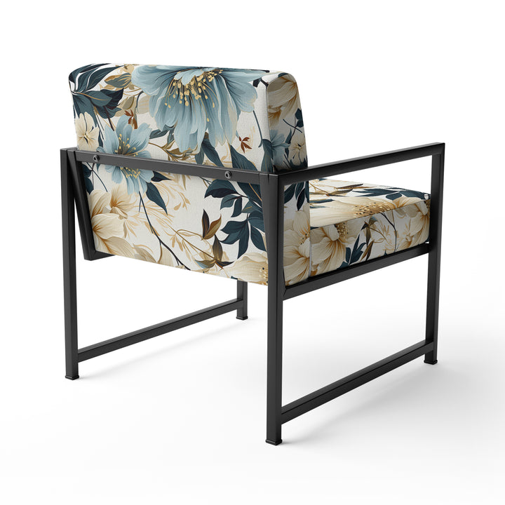 Sandy Beige And Blue Hydrangea Tranquility - Cottage Arm Chair