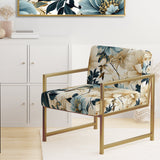 Sandy Beige And Blue Hydrangea Tranquility - Cottage Arm Chair