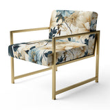 Sandy Beige And Blue Hydrangea Tranquility - Cottage Arm Chair
