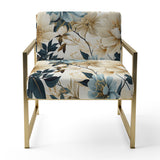 Sandy Beige And Blue Hydrangea Tranquility - Cottage Arm Chair