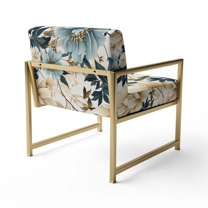 Sandy Beige And Blue Hydrangea Tranquility - Cottage Arm Chair