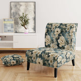 White And Blue Delicate Poppies Flowers - Cottage Accent Side Chair
