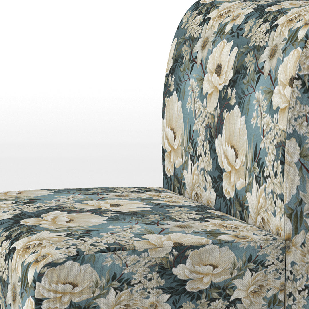 White And Blue Delicate Poppies Flowers - Cottage Accent Side Chair