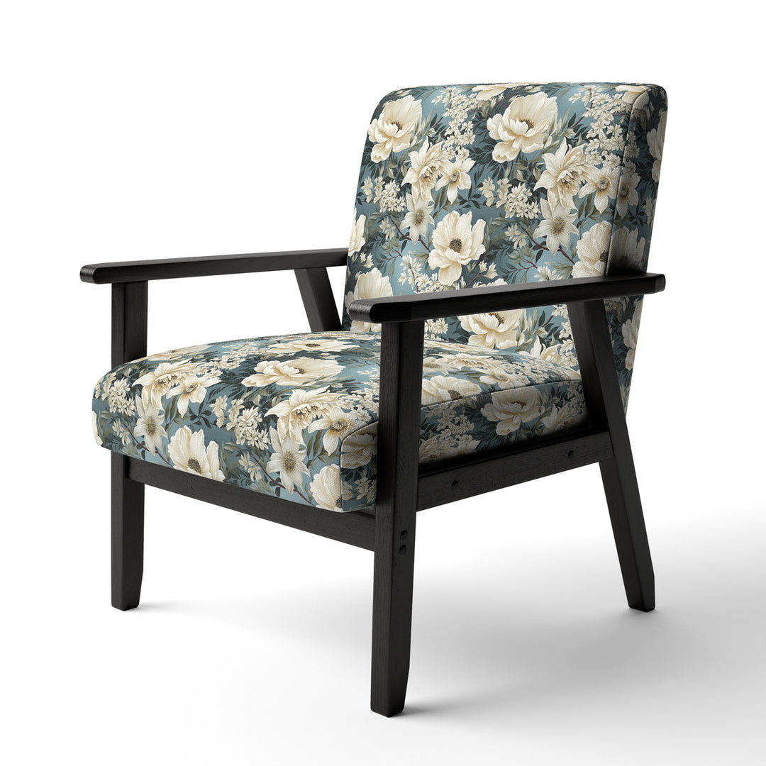 White And Blue Delicate Poppies Flowers - Cottage Accent Side Chair