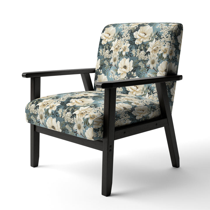 White And Blue Delicate Poppies Flowers - Cottage Accent Side Chair