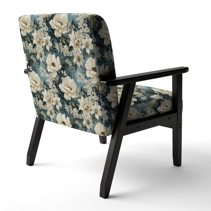 White And Blue Delicate Poppies Flowers - Cottage Accent Side Chair