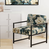 White And Blue Delicate Poppies Flowers - Cottage Accent Side Chair