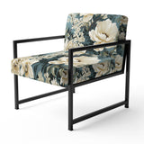 White And Blue Delicate Poppies Flowers - Cottage Accent Side Chair