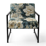 White And Blue Delicate Poppies Flowers - Cottage Accent Side Chair