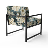 White And Blue Delicate Poppies Flowers - Cottage Accent Side Chair