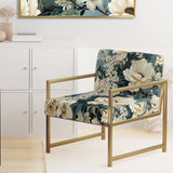 White And Blue Delicate Poppies Flowers - Cottage Accent Side Chair