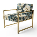 White And Blue Delicate Poppies Flowers - Cottage Accent Side Chair