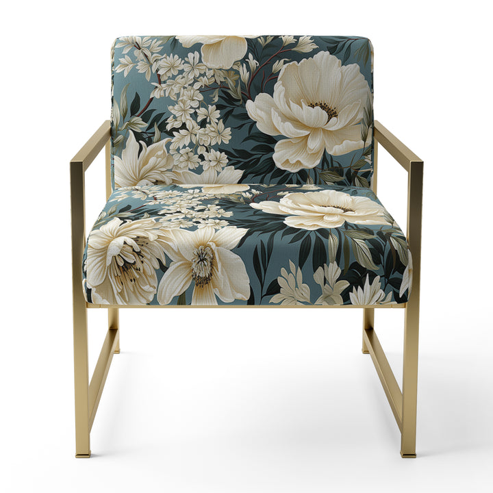 White And Blue Delicate Poppies Flowers - Cottage Accent Side Chair