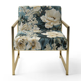 White And Blue Delicate Poppies Flowers - Cottage Accent Side Chair