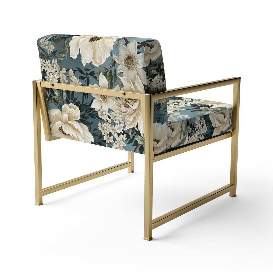 White And Blue Delicate Poppies Flowers - Cottage Accent Side Chair