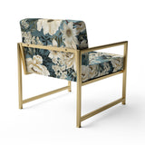 White And Blue Delicate Poppies Flowers - Cottage Accent Side Chair