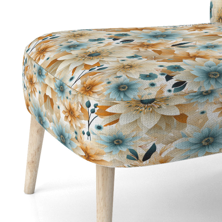 Blue And Beige Geometric Floral Fusion Elegance - Cottage Arm Chair