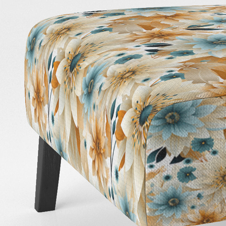 Blue And Beige Geometric Floral Fusion Elegance - Cottage Arm Chair