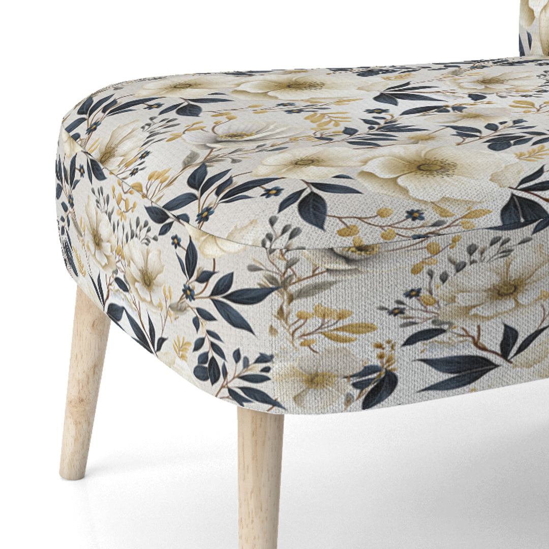 White Poppies Floral Tranquility - Cottage Accent Slipper Chair