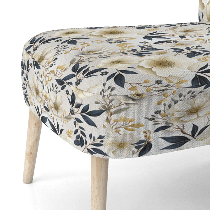White Poppies Floral Tranquility - Cottage Accent Slipper Chair